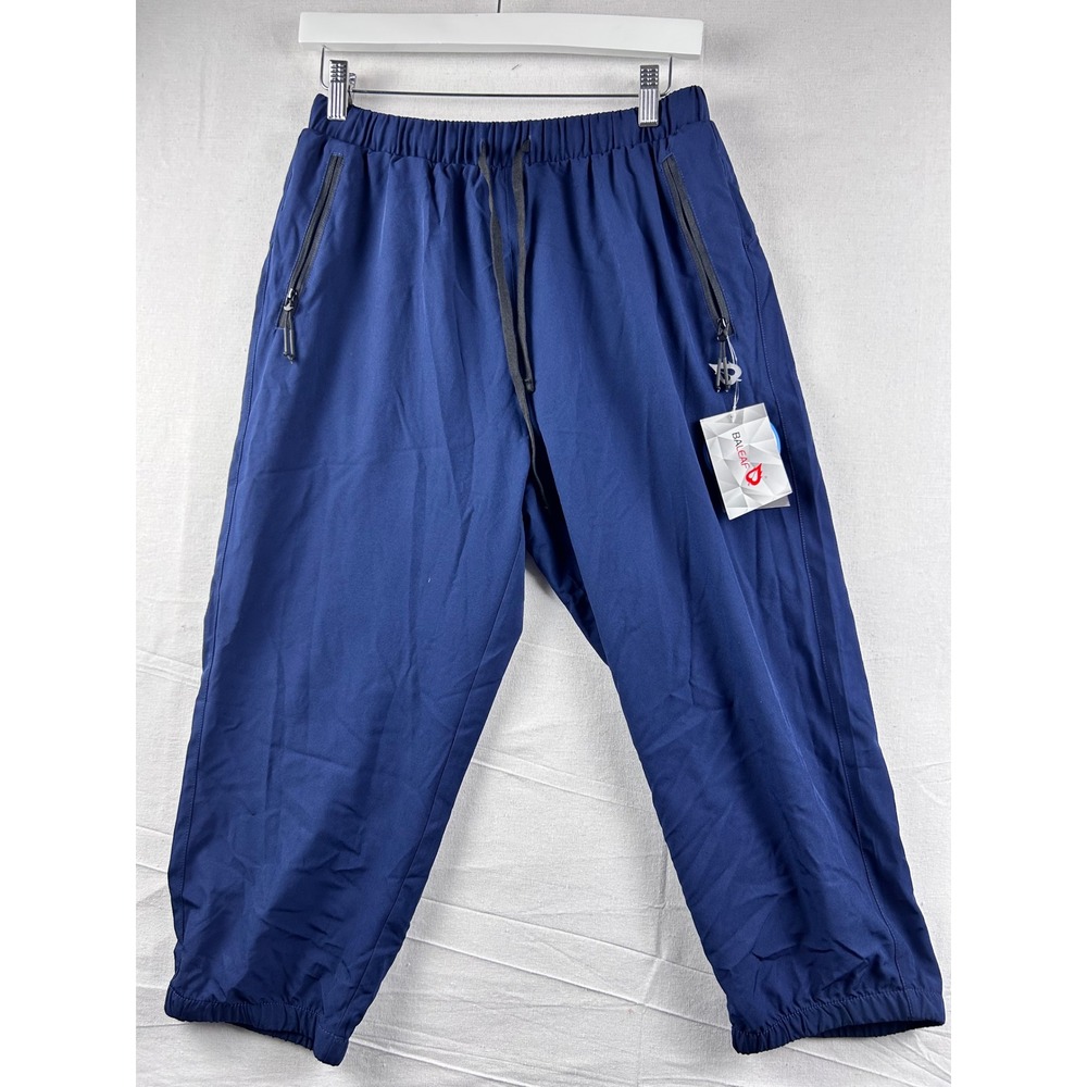 Baleaf Mens Navy Blue Athletic Jogger Pants Medium Zipper Pockets Drawstring NEW